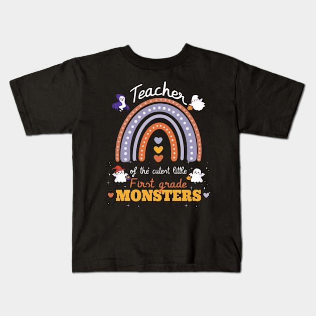 Rainbow teacher of The Cutest little 1st grade monsters cute Kids T-Shirt by FunnyUSATees